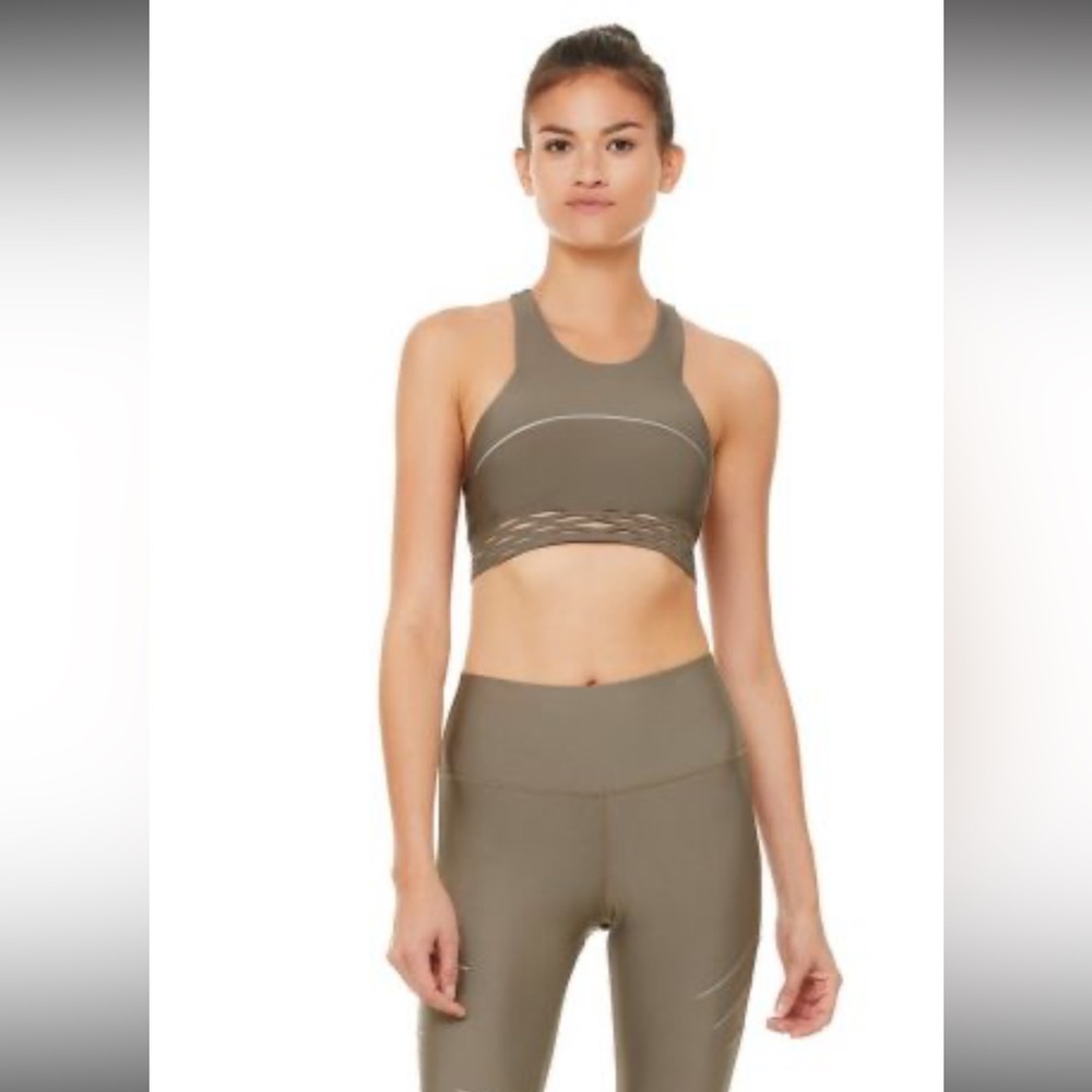 ALO Yoga olive branch Sequence Sports Bra and Leggings